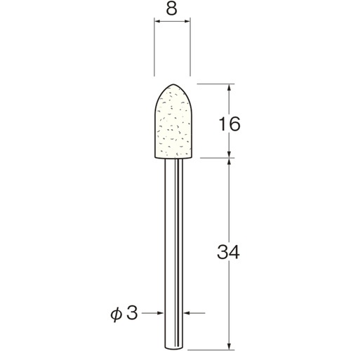 リューター 軸付フェルトバフ砲弾型幅(mm)16 (5個入)【F3608】