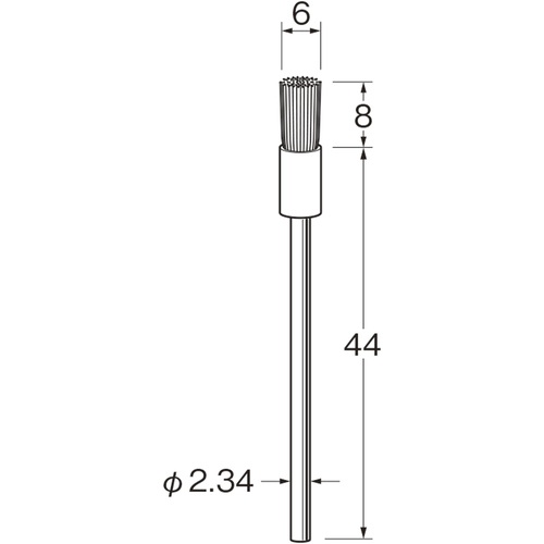 リューター 軸付エンド型ブラシ軸径(mm):2.34毛材:真ちゅう線【B4120】