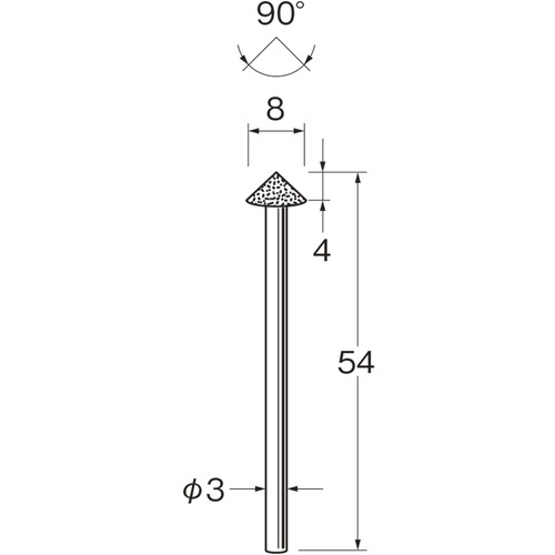 リューター 機械研削用軸付電着ダイヤモンド砥石(インターナル研削用)【D5721】