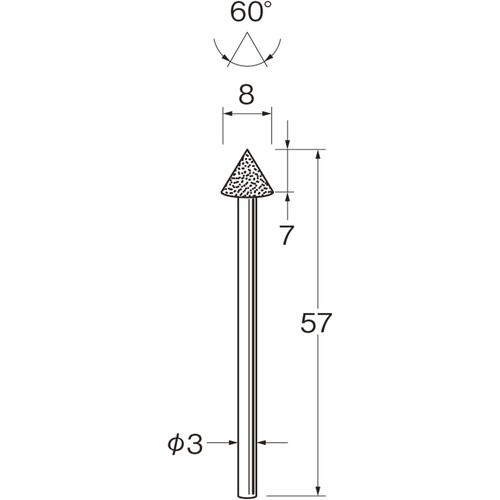 リューター 機械研削用軸付電着ダイヤモンド砥石(インターナル研削用)【D5711】