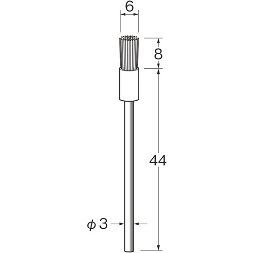 リューター 軸付エンド型ブラシ軸径(mm):3毛材:黒毛(豚毛)【B4211】