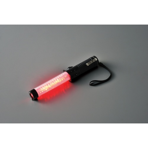 緑十字 LED合図灯(マルチタイプ) 赤⇔青 LED×3種計11個 YDT-290 全長:290mm サーチライト+ブザー+レスキューハンマー機能+底部マグネット付【325012】
