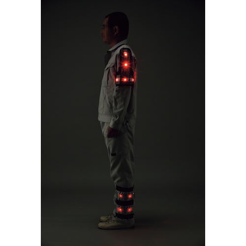 緑十字 LED脚絆 紺メッシュ地/赤LED/白反射 LED脚絆-1 フリーサイズ(面ファスナー付き)【242006】