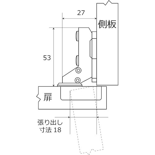 WAKI スライド丁番 NS‐3502 35mm 半かぶせ キャッチ付き【NS-3502】