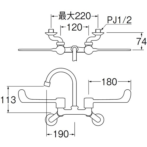 SANEI ツーバルブ混合栓【K211H-1-13】