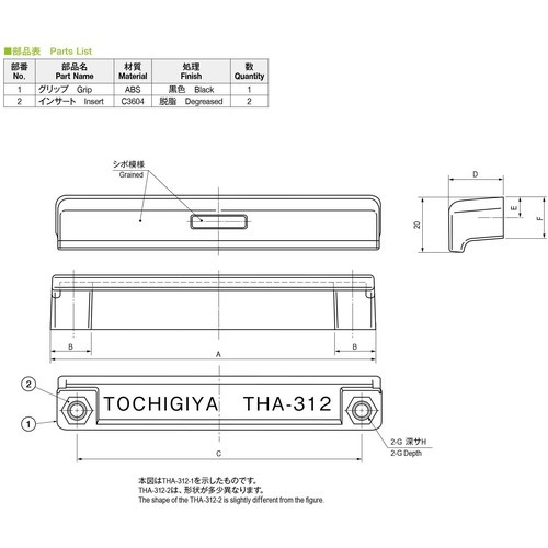 栃木屋 箱型取手 幅20×全長88mm【THA-312-2】