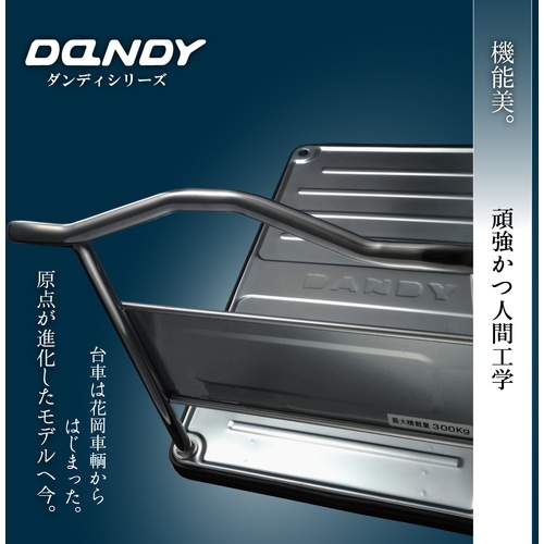 ダンディ スチール台車 ダンディDシリーズ タイプDL 2段テーブル片ハンドル式 サイレントキャスター仕様 W710×D450【DM-BT2-DX-GS】