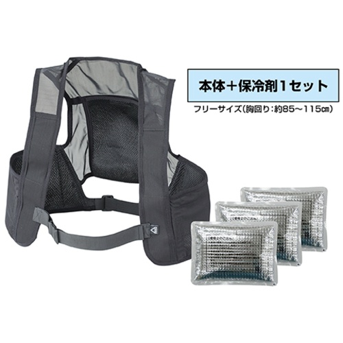 緑十字 熱中症予防対策用品 ピタッと冷却ベスト 標準パッケージ ブラック フリーサイズ【375647】