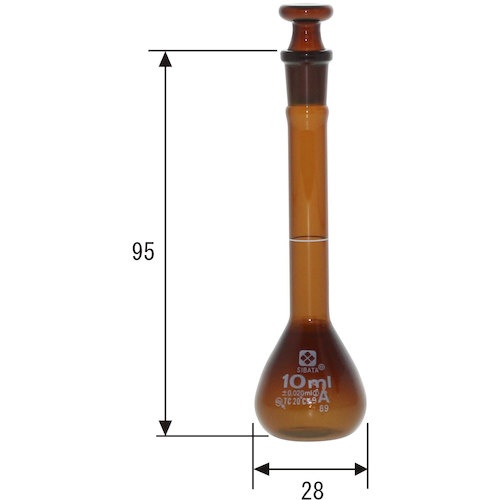 SIBATA メスフラスコ スーパーグレード 茶褐色 10mL【020070-10】