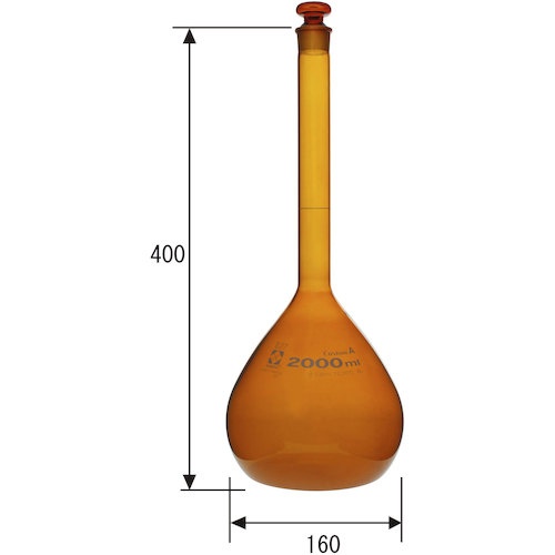 SIBATA メスフラスコ スーパーグレード 茶褐色 2000mL【020070-2000】