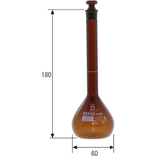 SIBATA メスフラスコ スーパーグレード 茶褐色 100mL【020070-100】