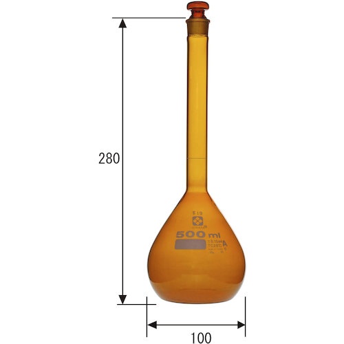 SIBATA メスフラスコ スーパーグレード 茶褐色 500mL【020070-500】