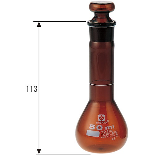 SIBATA メスフラスコ 茶 短形 50mL【023090-50】