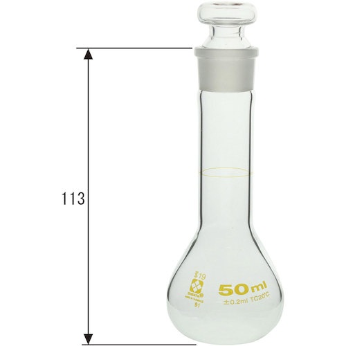 SIBATA メスフラスコ 短形 50mL【023080-50】