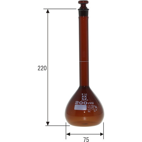 SIBATA メスフラスコ スーパーグレード 茶褐色 200mL【020070-200】