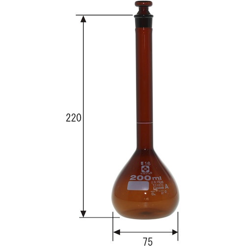 SIBATA メスフラスコ カスタムA 茶褐色 200mL【026100-200】