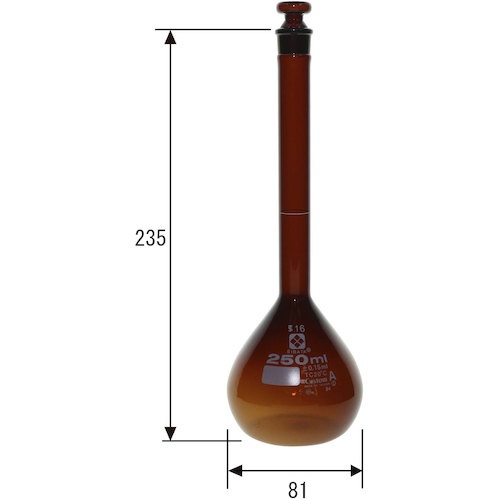SIBATA メスフラスコ カスタムA 茶褐色 250mL【026100-250】