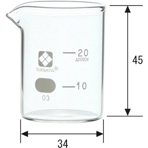 SIBATA ビーカー 目安目盛付 20mL【010020-20A】