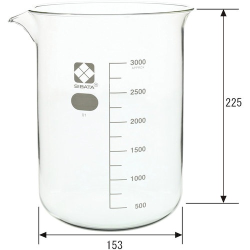 SIBATA ビーカー 目安目盛付 3000mL【010020-3000】