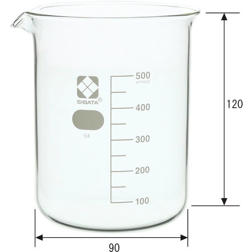 SIBATA ビーカー 目安目盛付 500mL【010020-500A】