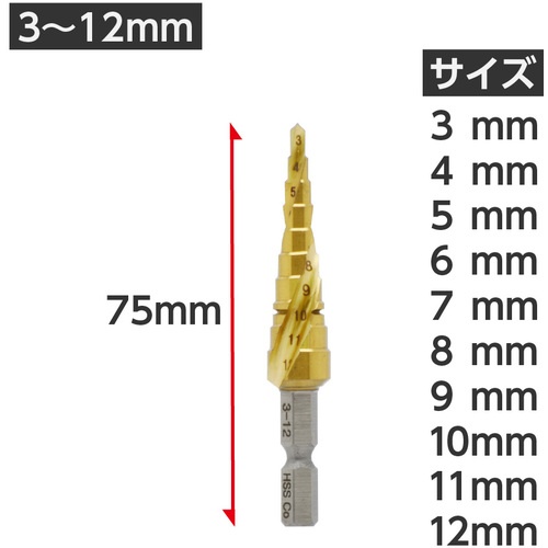 アストロプロダクツ AP スパイラルステップドリル 3～12mm DB174【2011000011741】