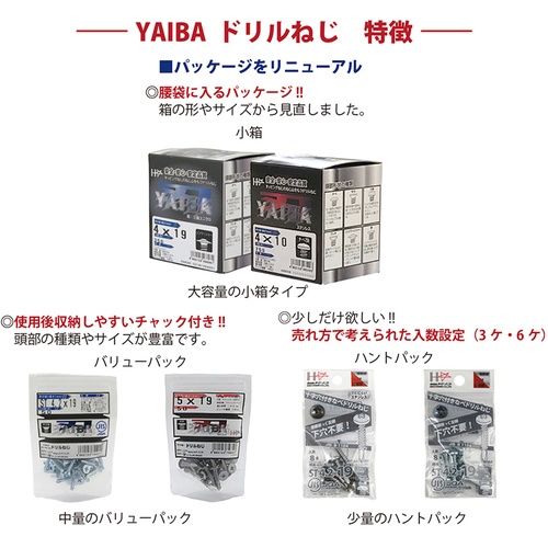 YAIBA ドリルねじ シンワッシャー 三価ユニクロ 5×22 約250本入【46629】