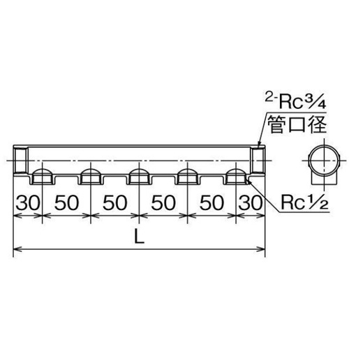 オンダ製作所 SFH型 ヘッダー Rc3/4×Rc1/2 分岐数3【SFH-2003】