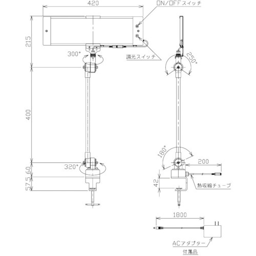 NIKKI クランプ固定式LED面発光型ライト 28W AC100V【NLUD120-25BT-AC】
