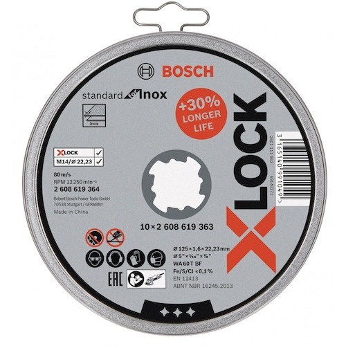 X-LOCK切断砥石125x1.6mmステンレス用10枚入りパック【2608619364】