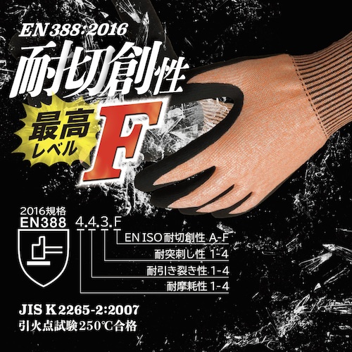 富士手袋 メガトンパワー耐切創(Fレベル)【53-12F-M】