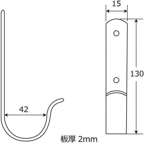 WAKI ステンJ型フック 130MM チユウ【BK-379】