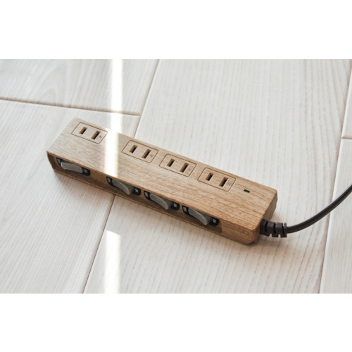 Fargo NATURAL WOOD TAP AC4個口 個別スイッチ付 ベージュウッド【PT403BEWD】