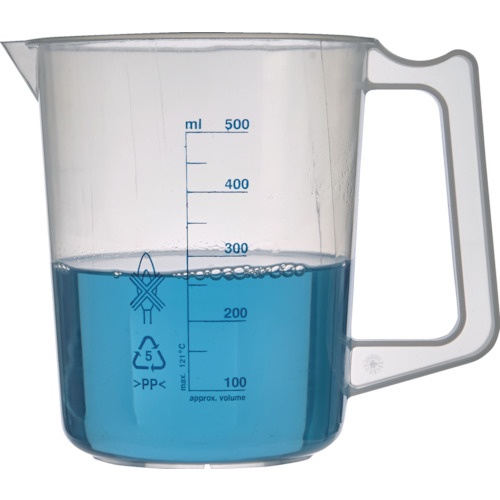 TRUSCO ポリプロピレン青目盛ビーカー 500ml(取手付)【HPB-500】