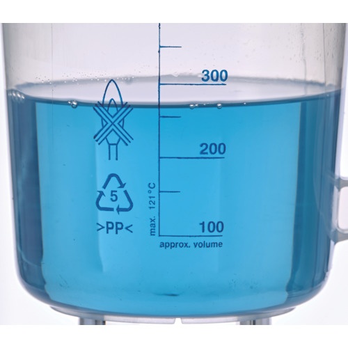 TRUSCO ポリプロピレン青目盛ビーカー 500ml(取手付)【HPB-500】