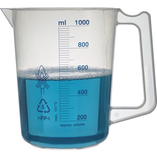 TRUSCO ポリプロピレン青目盛ビーカー 1000ml(取手付)【HPB-1000】