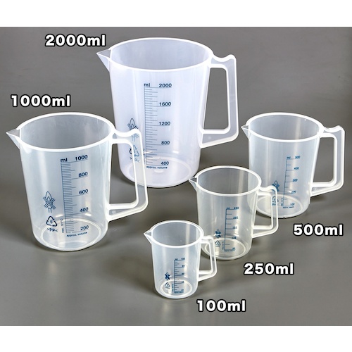 TRUSCO ポリプロピレン青目盛ビーカー 1000ml(取手付)【HPB-1000】