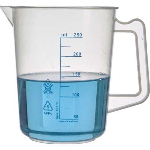 TRUSCO ポリプロピレン青目盛ビーカー 250ml(取手付)【HPB-250】
