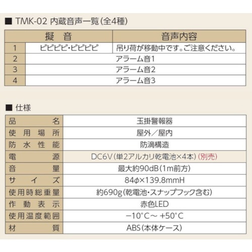 ユニット 玉掛警報器プラス【TMK-02】