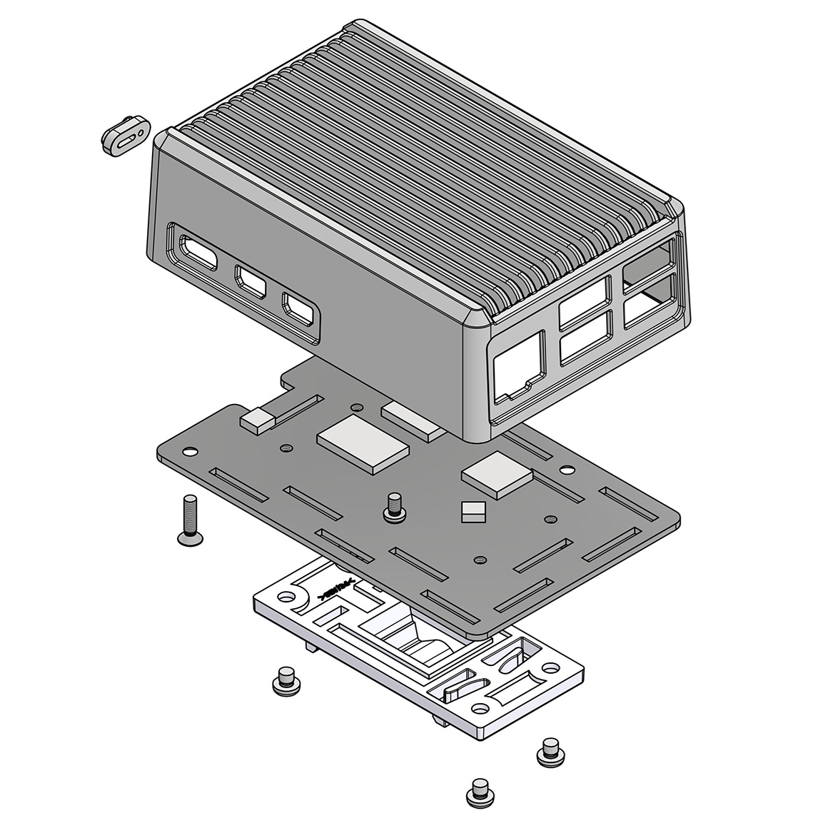 Raspberry Pi 5専用放熱型DINレールケース【RPHD-5-H-S】
