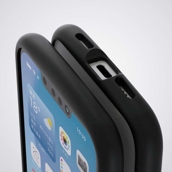 iPhone 16e TOUGH SLIM LITE フレームカラー 背面ガラス フロストクリア メタルステッカー【PM-A25STSFCGSBK】