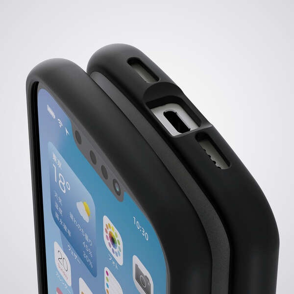 iPhone 16e TOUGH SLIM LITE ケース フレームカラー シルキークリア メタルステッカー付【PM-A25STSLFCSBK】