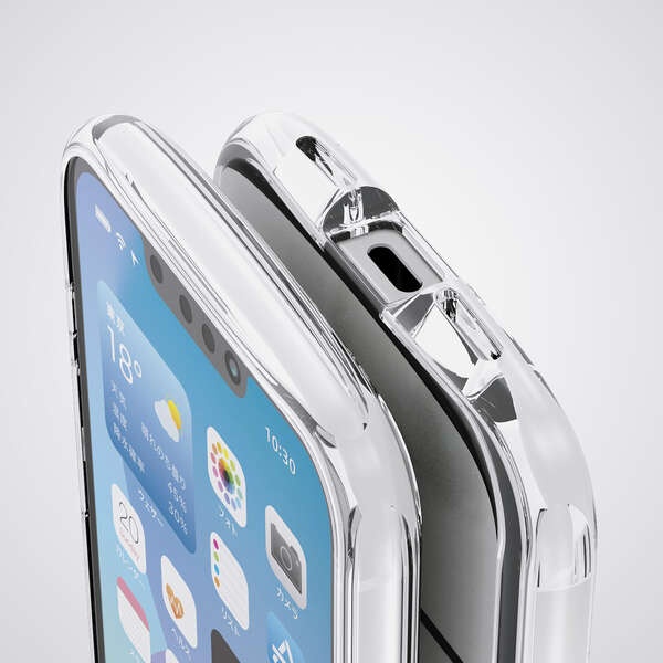iPhone 16e TOUGH SLIM LITE ケース タフソフト クリスタルクリア メタルステッカー付【PM-A25STSLUC3CR】