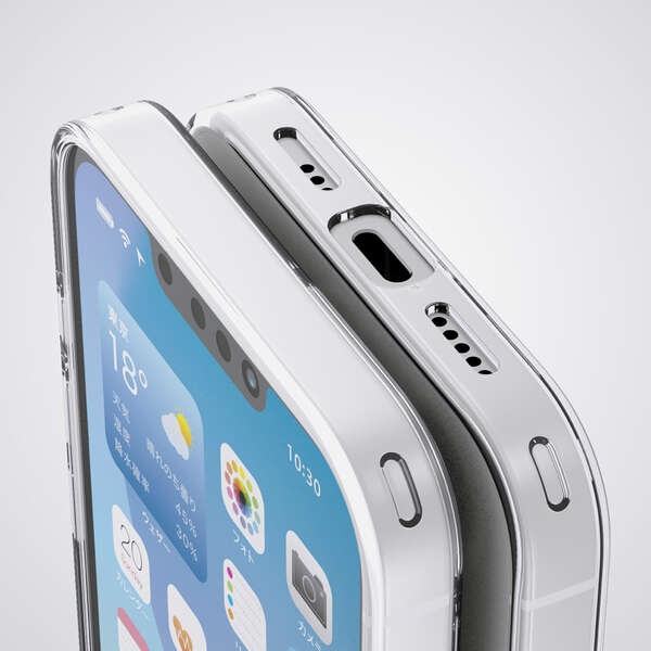 iPhone 16e ソフトケース クリスタルクリア メタルステッカー付【PM-A25SUCT3CR】
