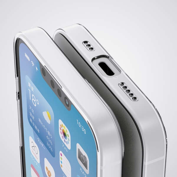 iPhone 16e ソフトケース 極限Plus メタルステッカー付【PM-A25SUCTKPCR】