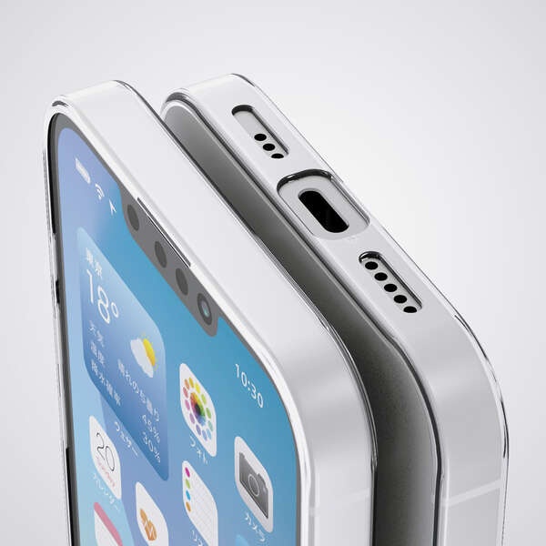 iPhone 16e ソフトケース 薄型 メタルステッカー付【PM-A25SUCUCR】