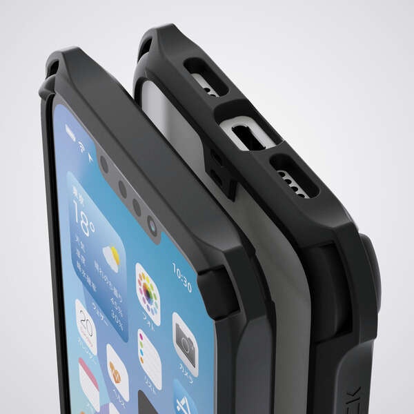 iPhone 16e ZEROSHOCK ケース フレームカラー メタルステッカー付【PM-A25SZEROFCBK】