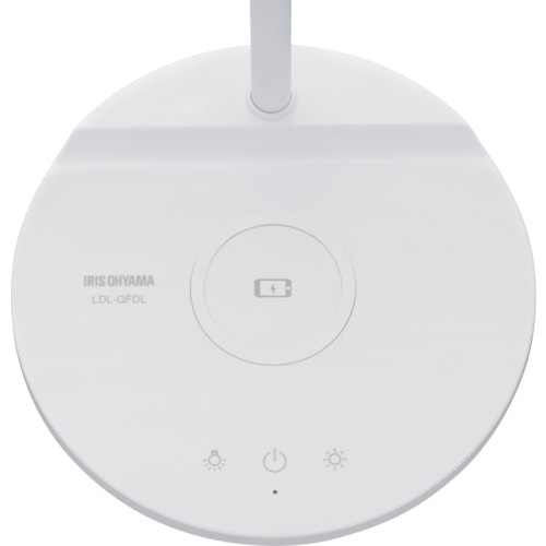 IRIS 537198 LEDデスクライトQi充電シリーズ 平置きタイプ 調光・調色 ホワイト【LDL-QFDL-W】