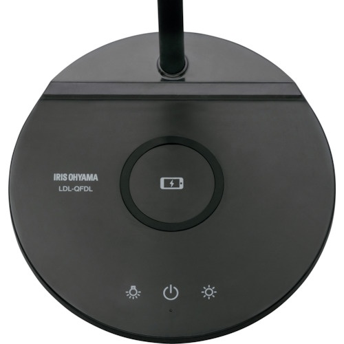 IRIS 537199 LEDデスクライト Qi充電シリーズ 平置きタイプ 調光・調色 ブラック【LDL-QFDL-B】