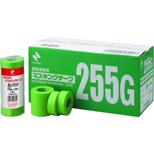 ニチバン 建築塗装用マスキングテープ 255G-12 12mmX18m(10巻入り/PK)【255GH-12】