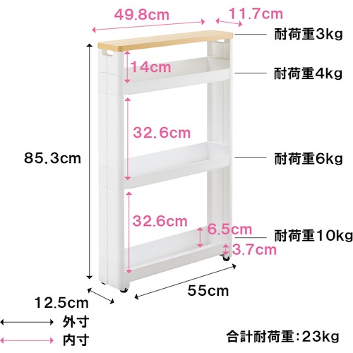 不動技研 スマートワゴンFit WT55-4段 W F2542【13244】